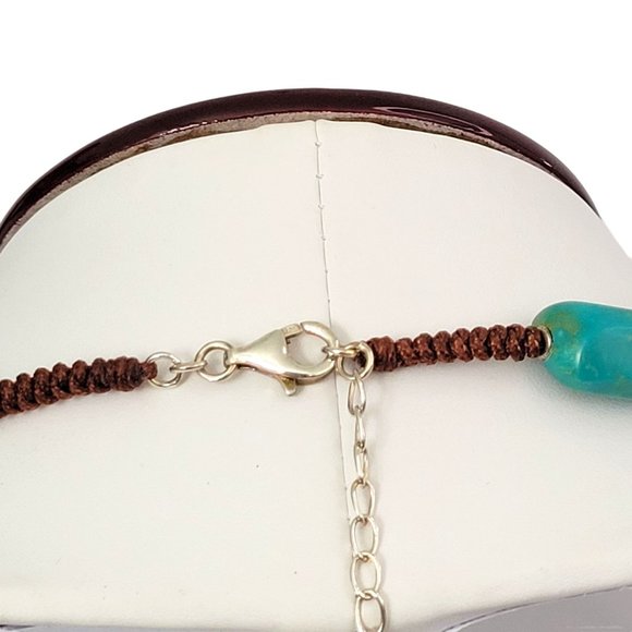 Whitney Kelly WK Turquoise Necklace 925 Sterling Findings Fabric Wrapped 18" - Picture 6 of 11